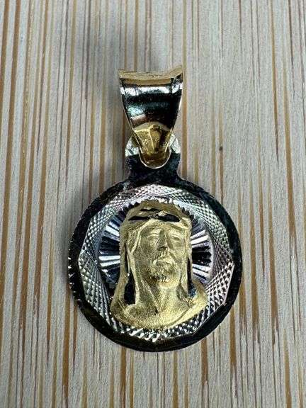 14k Tri-Color Gold Loving Father Sacrifice Christ Crucified Medallion Pendant