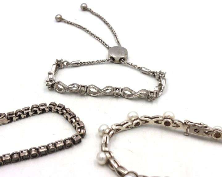 Group lot of 5 vintage 925 sterling silver bracelets
