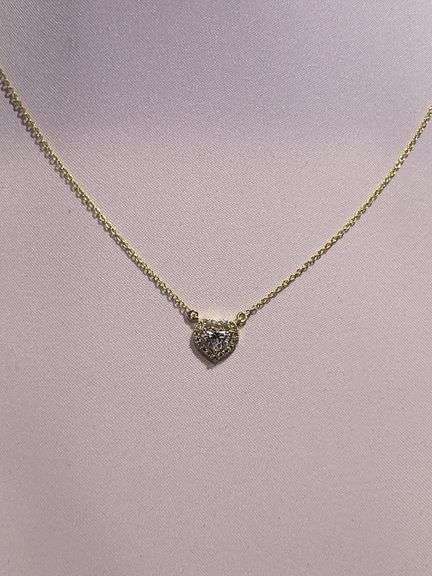 0.70ctw F, VVS1 lab grown diamond with 18" 14k gold pendent