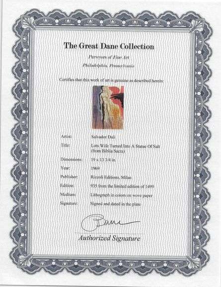 Highly Collectible and Rare Salvador Dali Original Lithograph from the 'Biblia Sacra' Suite