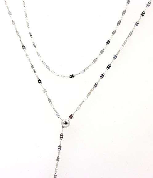 14kt White gold Flower Lariat necklace