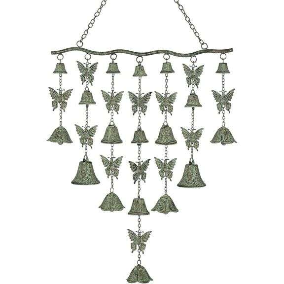 Large Butterfly Wind Chime with Wrought Iron Bells