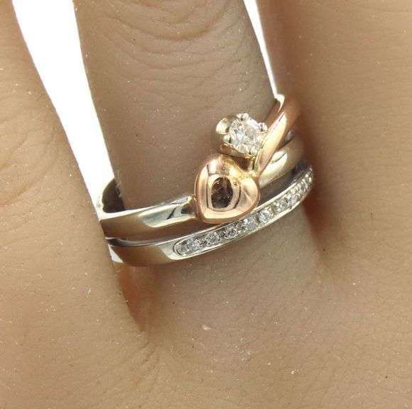 14kt Yellow gold 0.30ctw 2 tone heart bypass ring