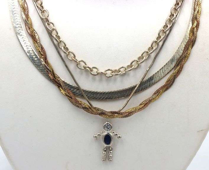 Vintage 925 sterling silver group lot of 4 necklaces