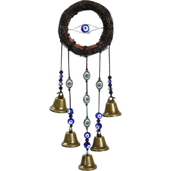 Bells with Blue Watchful Eye Chimes