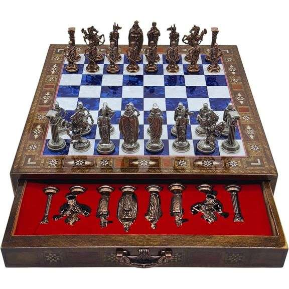Chess Set with British Army Metal Pieces