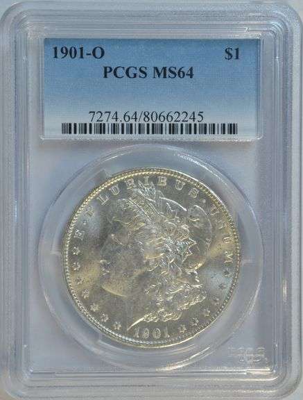 Bright-white near Gem BU 1901-O Morgan Silver Dollar. PCGS MS64
