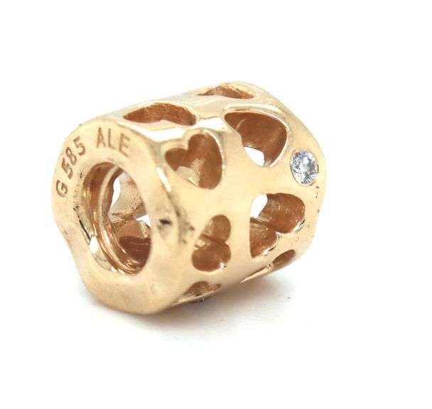 14kt Yellow gold Pandora tunnel of love diamond charm