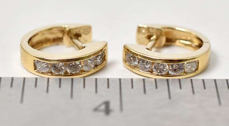 Wonderful Diamond Huggie Hoops In 14k Yellow Gold