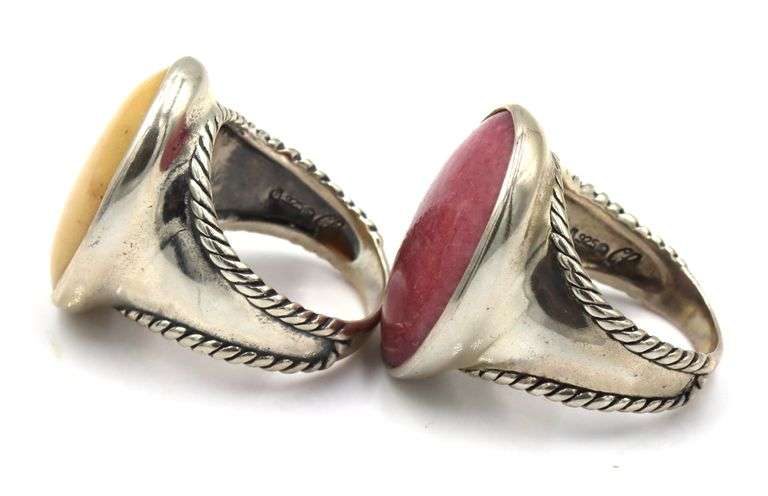 Lot of 925 sterling silver signed gemstone rings