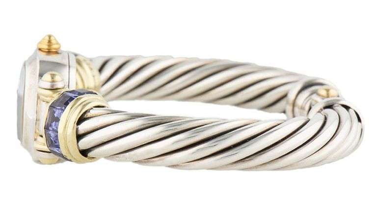David Yurman Mother of Pearl and Iolite Cable Bangle Watch