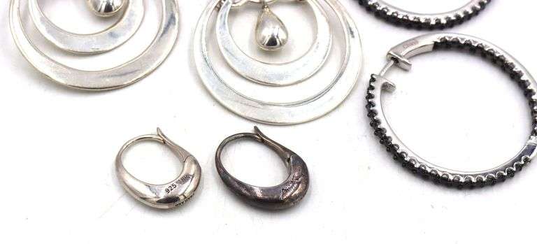 3 Pairs of 925 sterling silver earrings