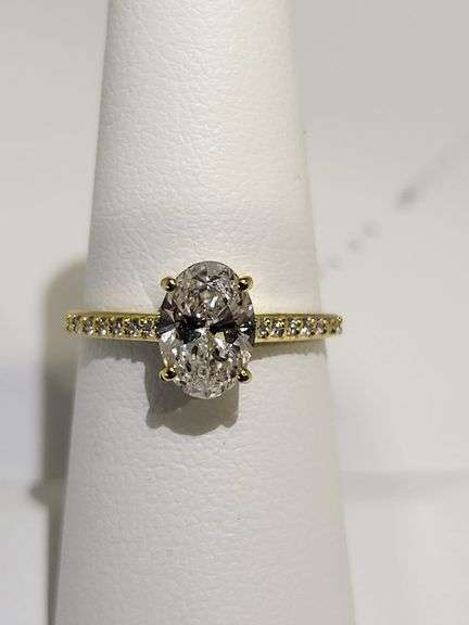 1.66ctw F, VVS1 lab grown diamond with 14k gold ring