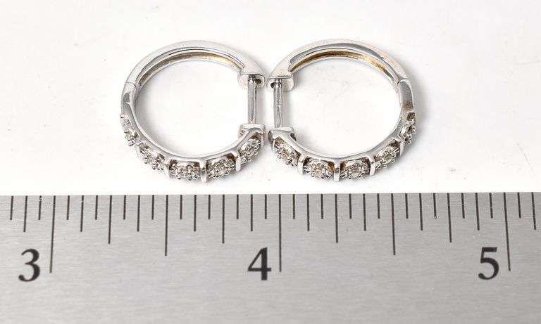 Diamond Hoop Earrings in Sterling Silver
