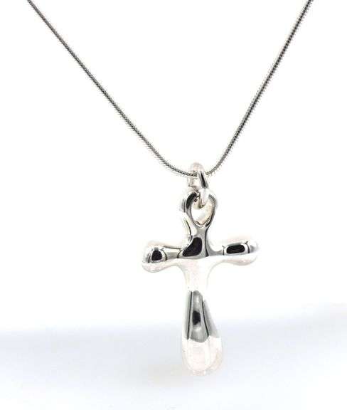 925 Sterling silver RLM signed cross pendant on snake chain necklace