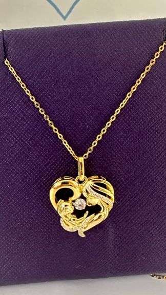 Beautiful 'Mother & Child" in solid sterling silver center dancing stone pendant