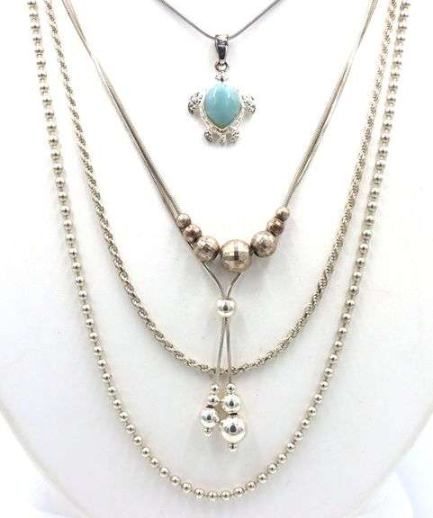 Group lot of 5 Vintage 925 sterling silver necklaces