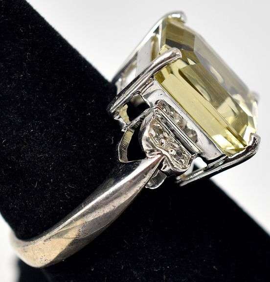 Citrine and CZ Gemstone Ring in Sterling Silver