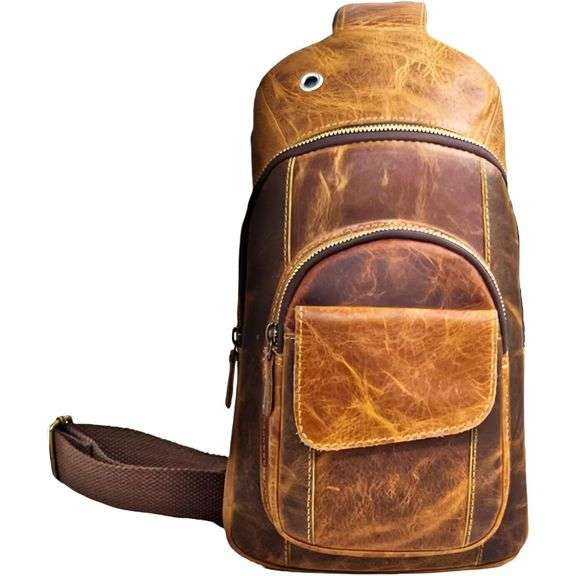 Handmade Buffalo Leather Crossbody Backpack