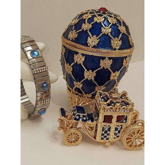 Russian Empress Carriage Egg with 24K Gold & Austrian Crystals