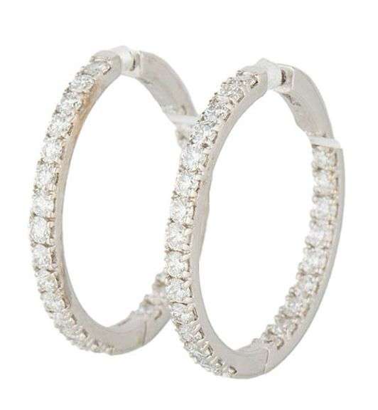 2.50ctw Round Diamond Inside Out Hoop Earrings in 14K white gold