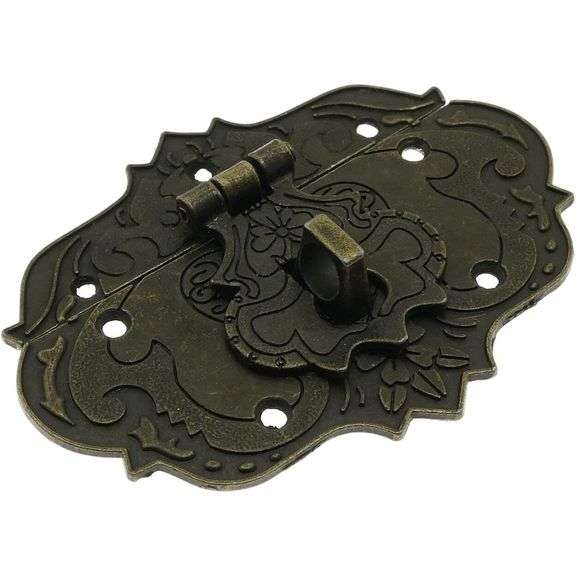 Antique-Style Bronze Hasp Clasp Lock with Key