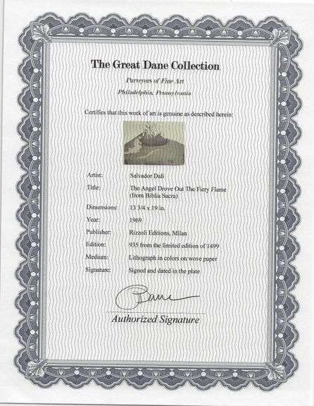 Highly Collectible and Rare Salvador Dali Original Lithograph from the 'Biblia Sacra' Suite