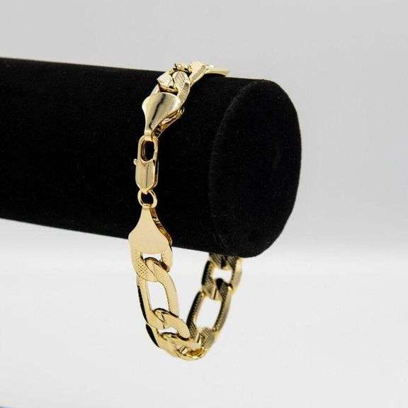 Sharp 35 Gram 14 Kt Italian Gold Plate Figaro Link Bracelet