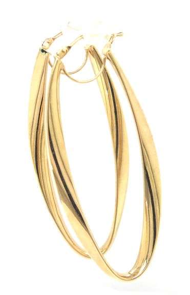 14kt Yellow gold long oval hoops