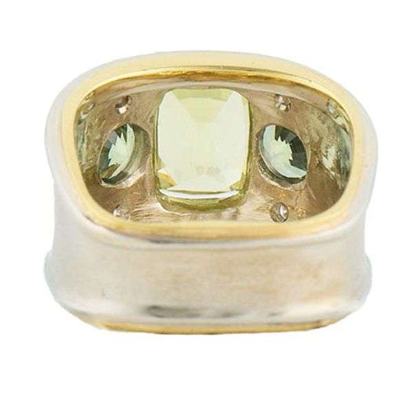 EVE 0.05ctw Diamond and Spinal Bezel Set Three Stone Band Ring in 18K