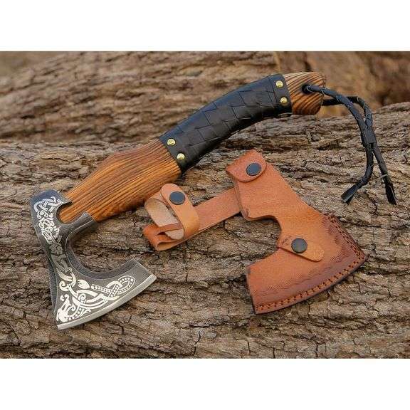 Carbon Steel Viking Axe with Rosewood Handle