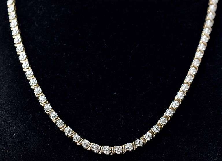 Diamond Necklace in Vermeil Sterling Silver