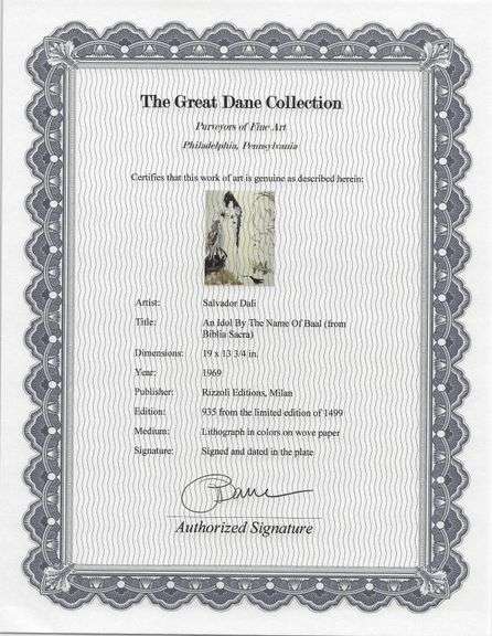 Highly Collectible and Rare Salvador Dali Original Lithograph from the 'Biblia Sacra' Suite