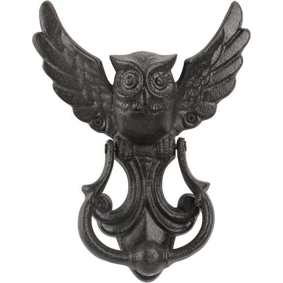 Rustic Black Cast Iron Owl Door Knocker