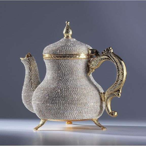 Moroccan Teapot Pitcher with Crystal Accents
