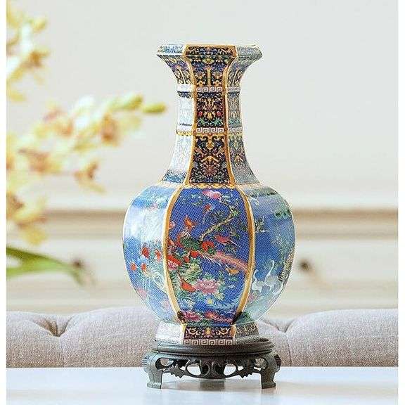 Blue Famille Rose Porcelain Vase