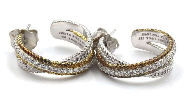 925 Sterling silver Judith Ripka hoop earrings