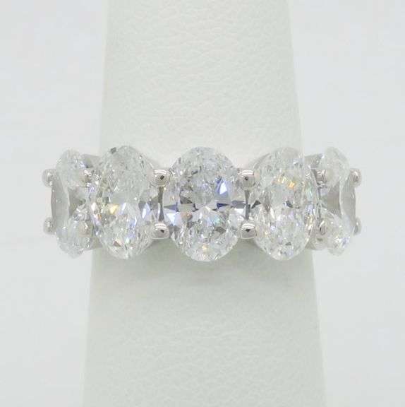 Incredible 5.05CTW Five Stone Oval Diamond Band