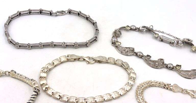 Group of 7 vintage 925 sterling silver bracelets