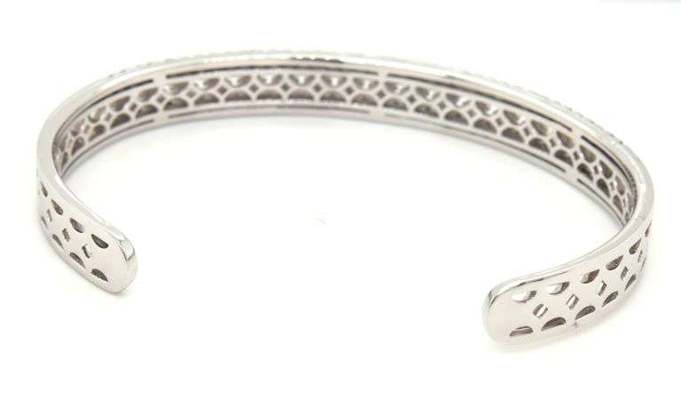 925 Sterling silver sapphire and diamond cuff bangle