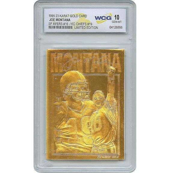 Joe Montana 23K Gold Sculptured Card Mint 10 Graded