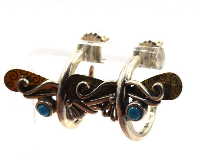 Carolyn Pollack sterling silver brass gemstone earrings