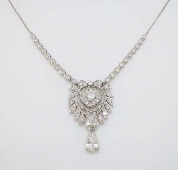 Certified, Custom made Platinum 4.23CTW Diamond Necklace