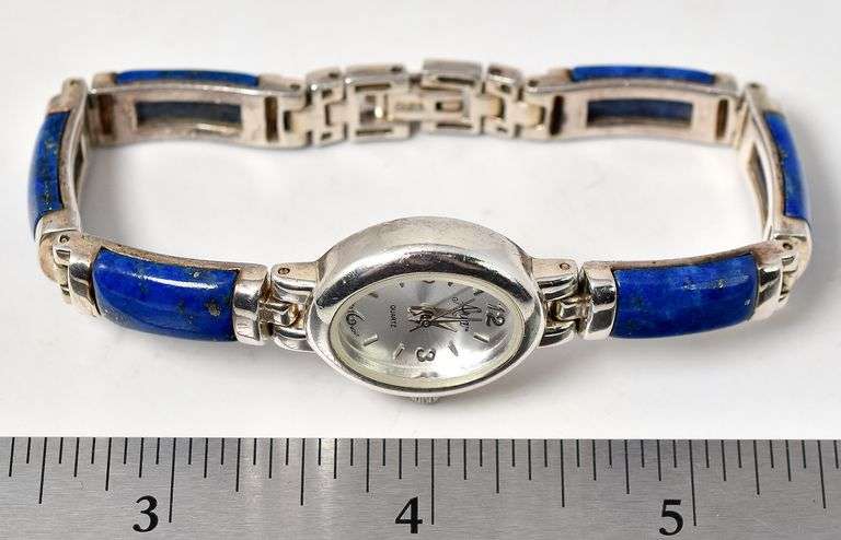 Lapis Gemstone Watch Bracelet in Sterling Silver