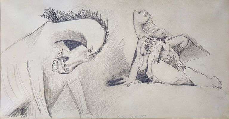 Exclusive Pablo Picasso Study For Guernica With Mat