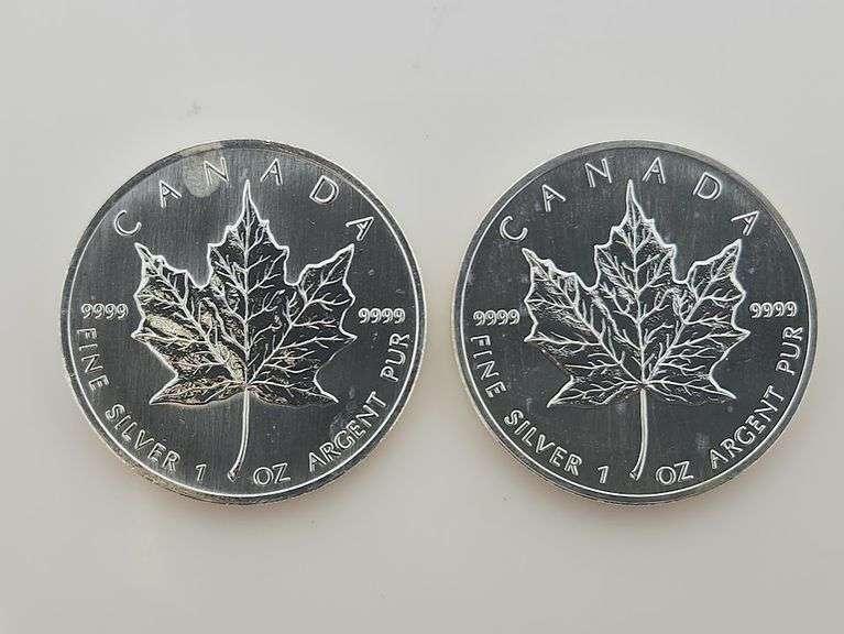 1989 & 2001 Imperfect Canadian Roll Of "25" 1 OZ. Silver $5 Canadian Maple Leaf's