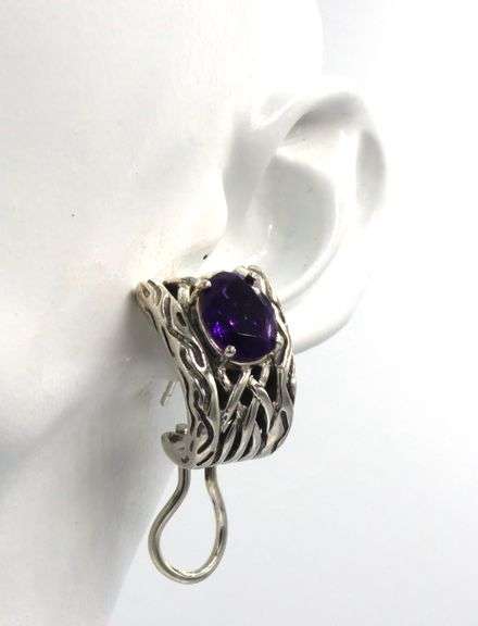 Set of Effy amethyst pendant on chain and matching earrings