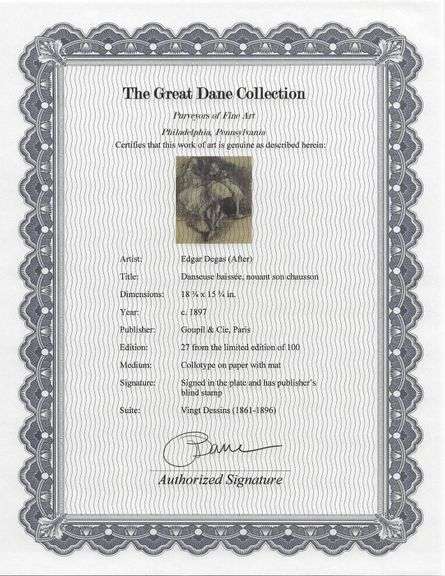 Extremely Rare Edgar Degas (after) Collotype Facsimile Drawing c. 1897