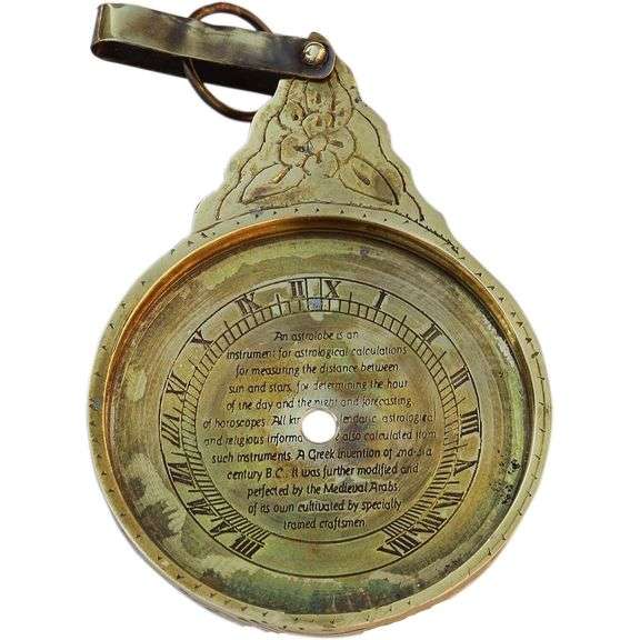 Astrolabe Navigational Instrument with Hand-Engraved Plates