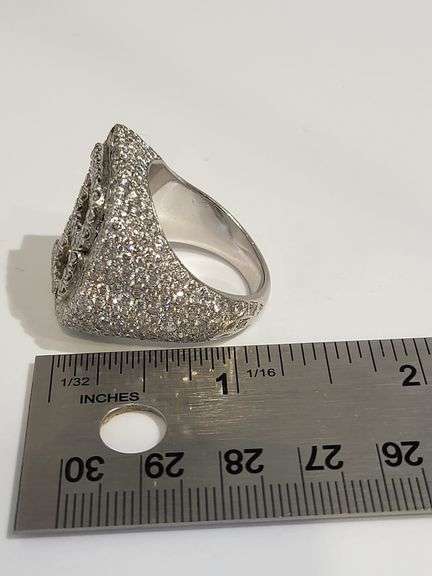 Bentley Diamond Men’s 14K White Gold All-Ice Diamond ring with Over 7CTW Natural Diamonds